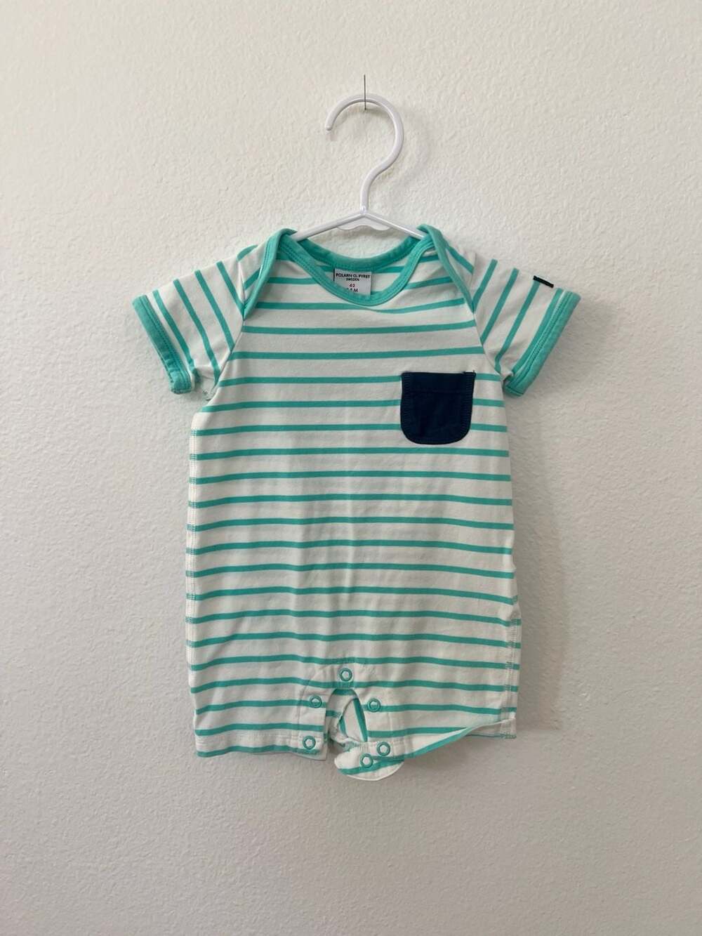 Polarn O. Pyret Sweden Striped Baby Romper with Pocket